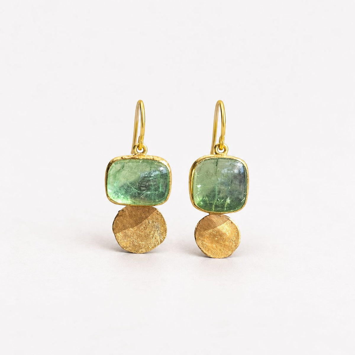 Vintage Green Golden Glass Earrings