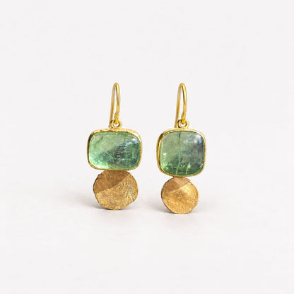 Vintage Green Golden Glass Earrings