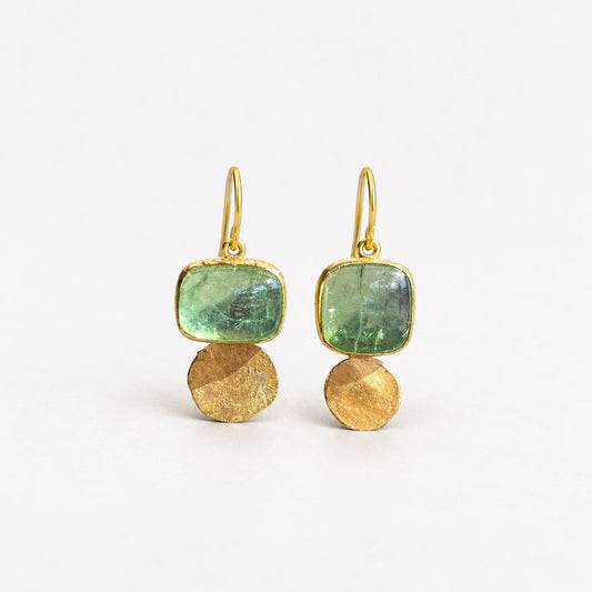 Vintage Green Golden Glass Earrings