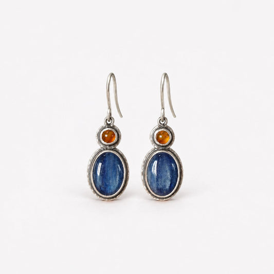 Vintage Blue & Orange Stone Earrings