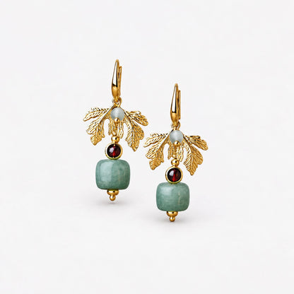 Vintage Golden Red Zirconia Earrings