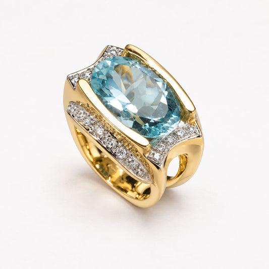 Vintage Blue Crystal Zirconia Irregular Ring