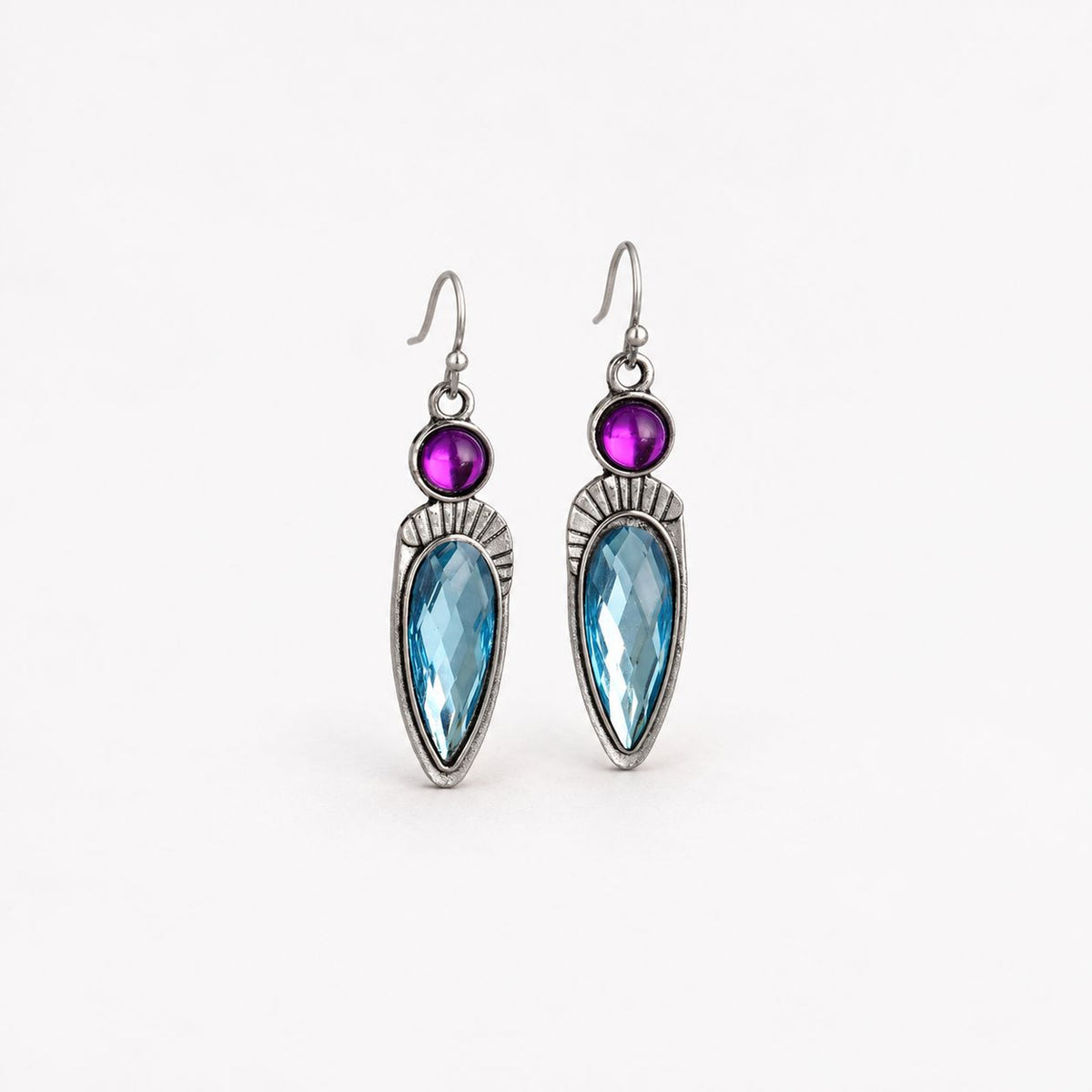 Vintage Blue & Violet Crystal Earrings