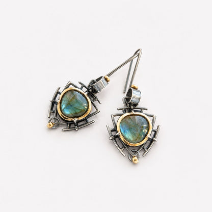 Vintage Silver & Gold Labradorite Earrings