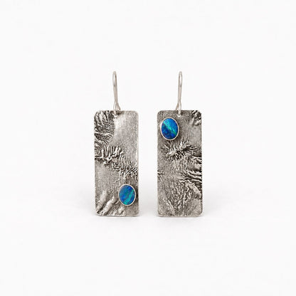 Vintage Rectangular Blue Stone Earrings