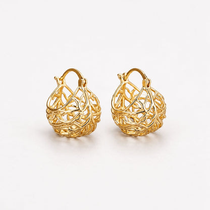 Vintage Gold Hollow Teardrop Earrings