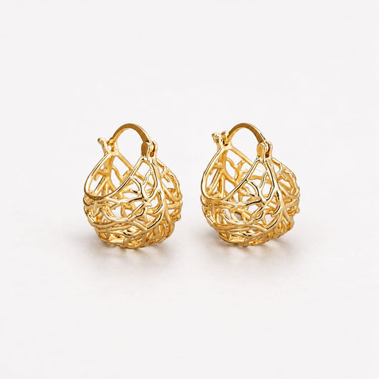 Vintage Gold Hollow Teardrop Earrings