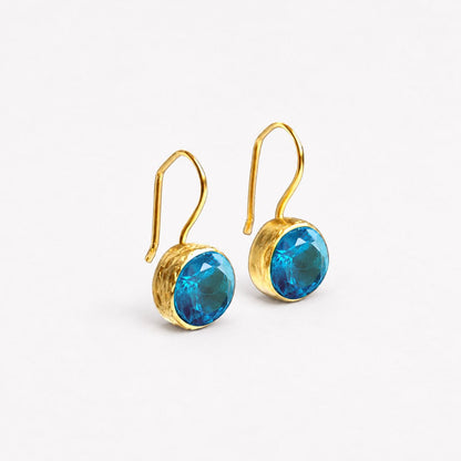 Vintage Blue Crystal Golden Earrings