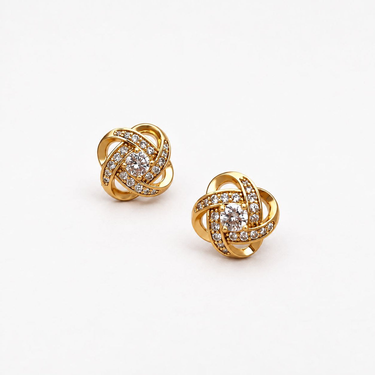 Zirconia Sphere Earrings in Gold