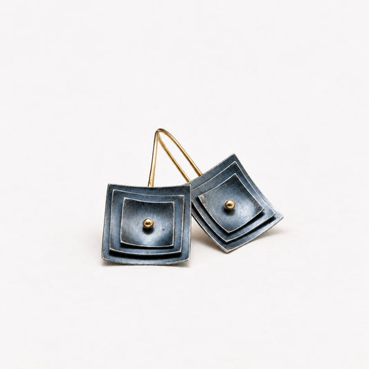 Vintage Blue Square Earrings
