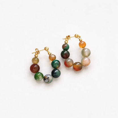 Colorful Stones Hoop Earrings