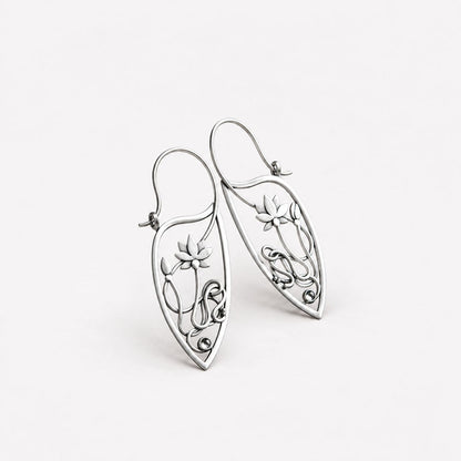 Sterling Silver Lotus Flower Earrings