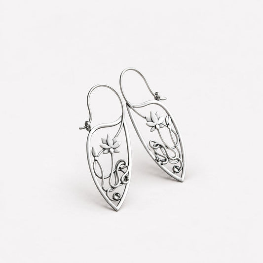 Sterling Silver Lotus Flower Earrings