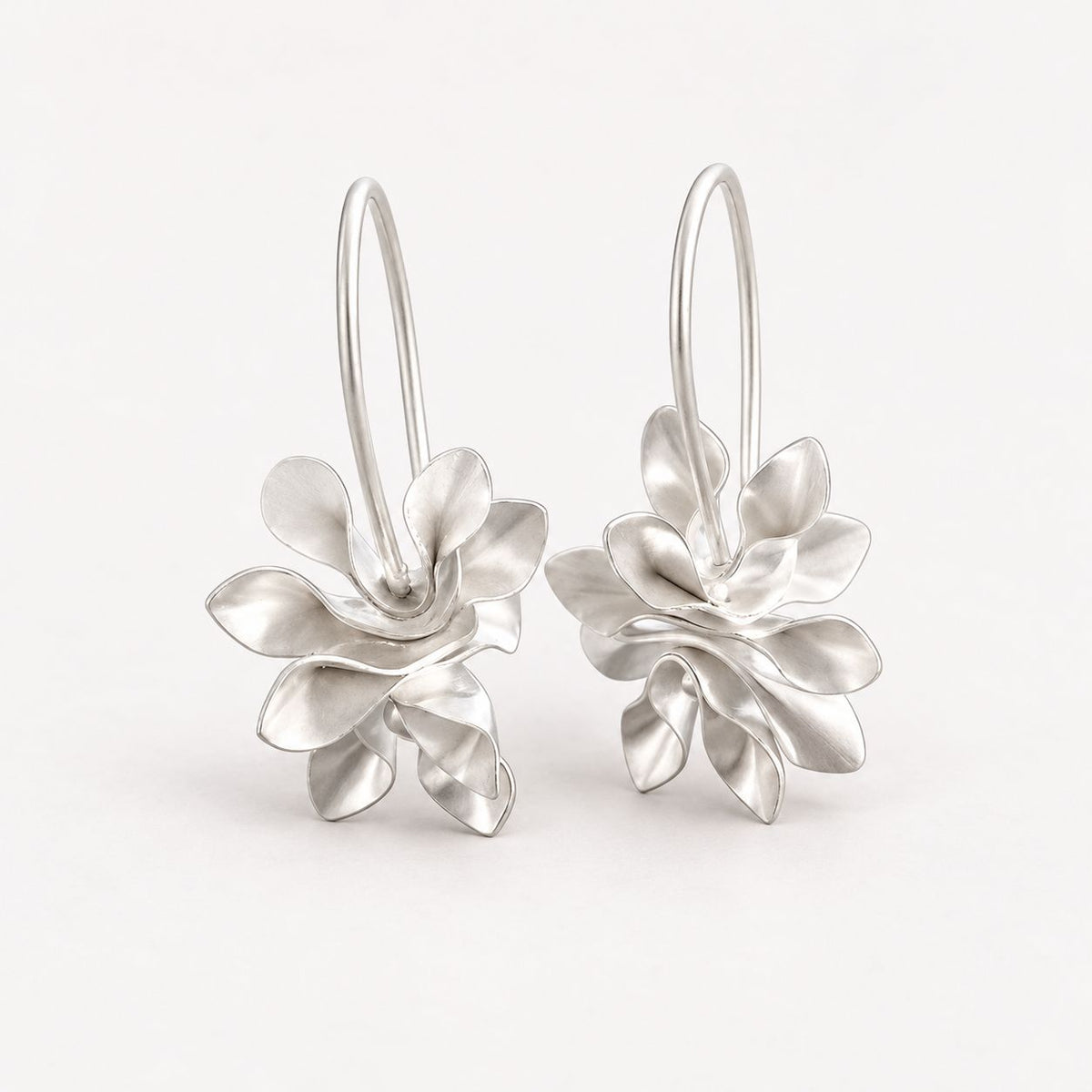 Vintage Irregular Blossom Silver Earrings