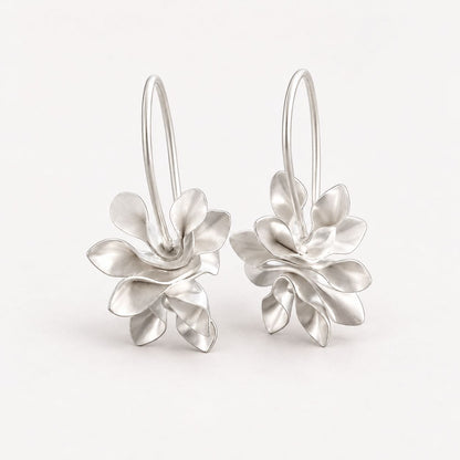 Vintage Irregular Blossom Silver Earrings