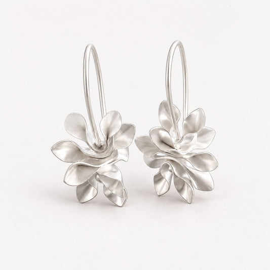 Vintage Irregular Blossom Silver Earrings