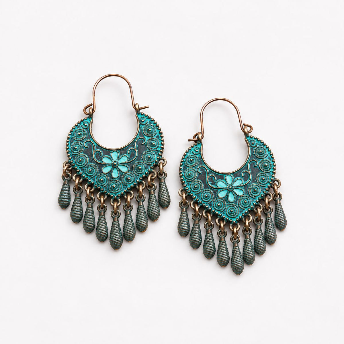 Vintage Blue Mandala Earrings