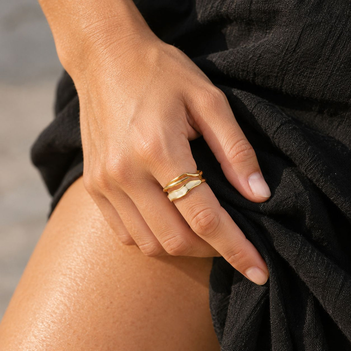 Elegant White Enamel Golden Ring