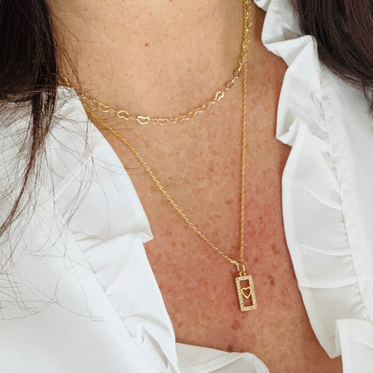Carita Dainty Heart Tag Necklace-Lydieannejewelry