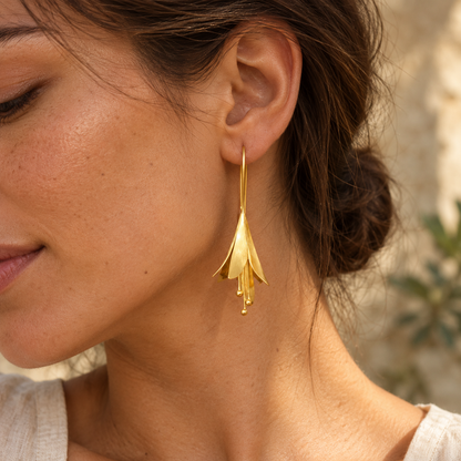 Vintage Gold & Silver Lotus Earrings