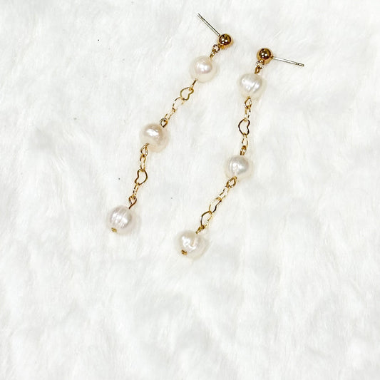 Three Wishes Pearl Dangle Earrings-Lydieannejewelry