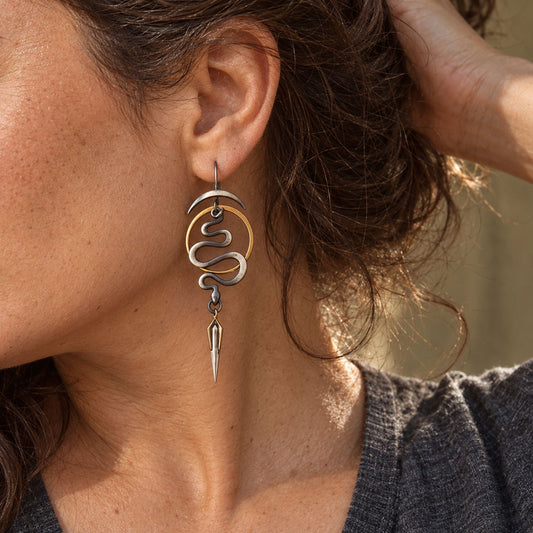 Irregular Geometric Spiral Earrings Serpentine