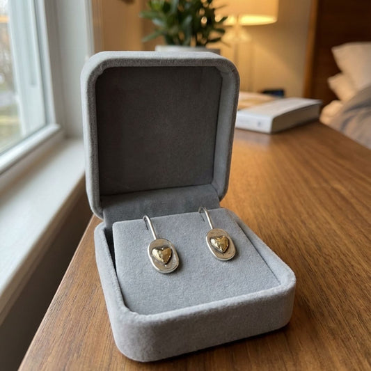 Vintage Gold Inlaid Heart Earrings