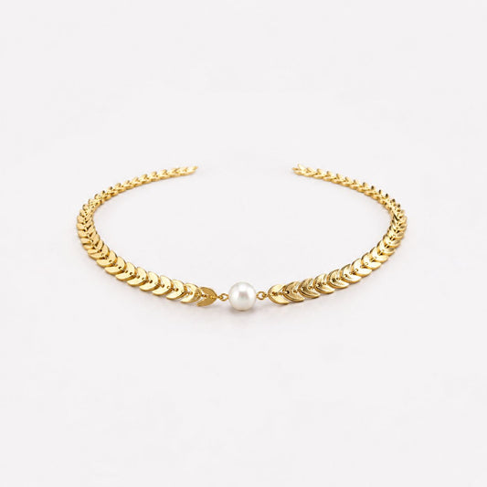 Greek Pearl Necklace in Gold