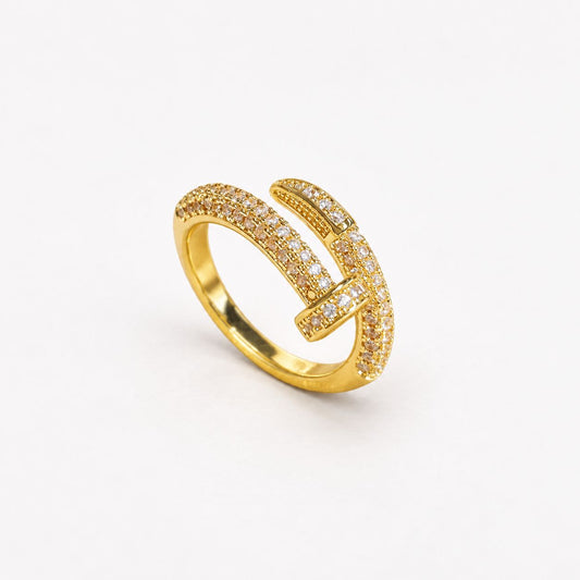 Adjustable Zirconia Ring in Gold and Silver