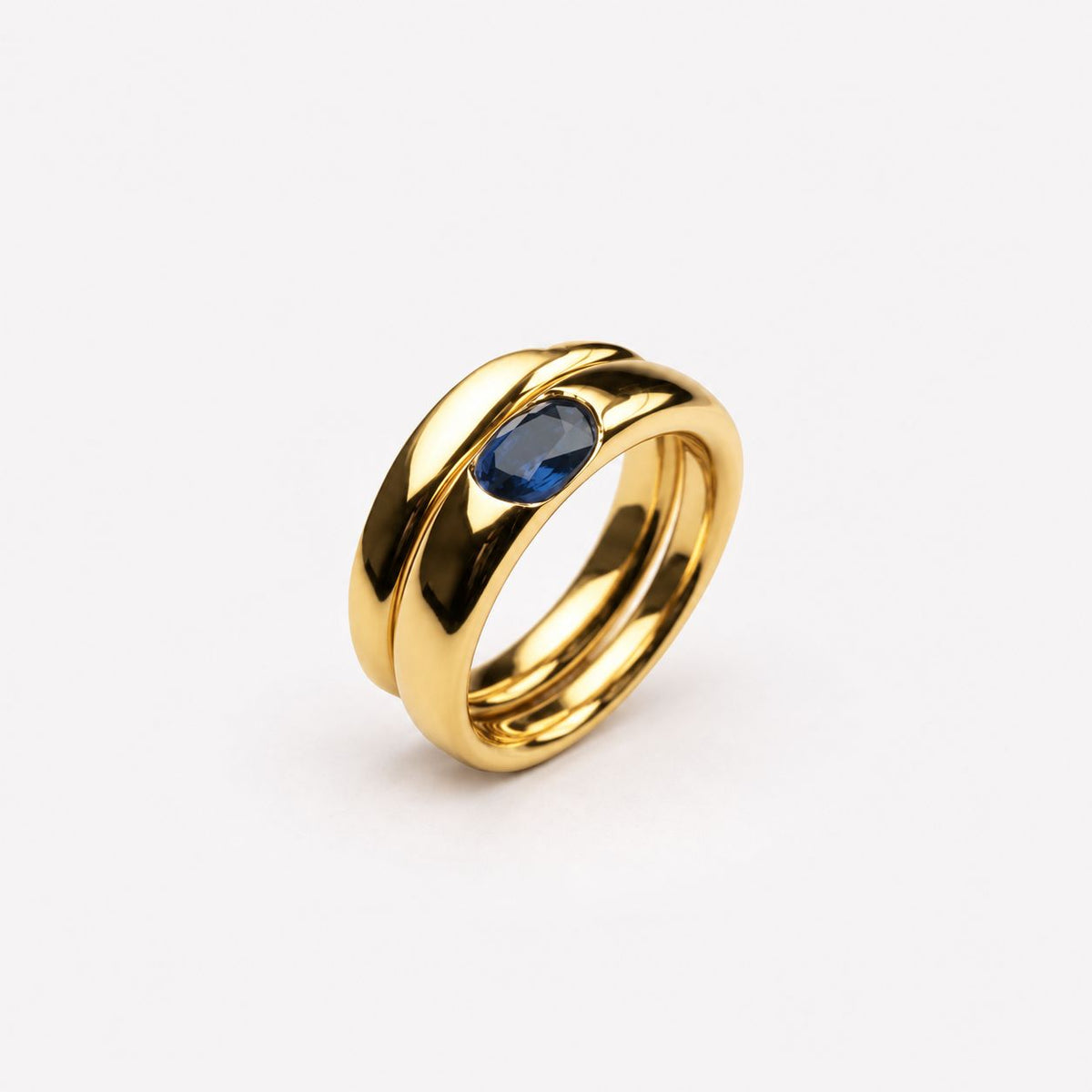 Vintage Golden & Blue Zirconia Ring