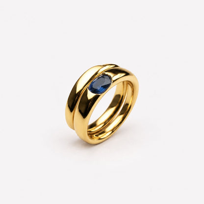 Vintage Golden & Blue Zirconia Ring