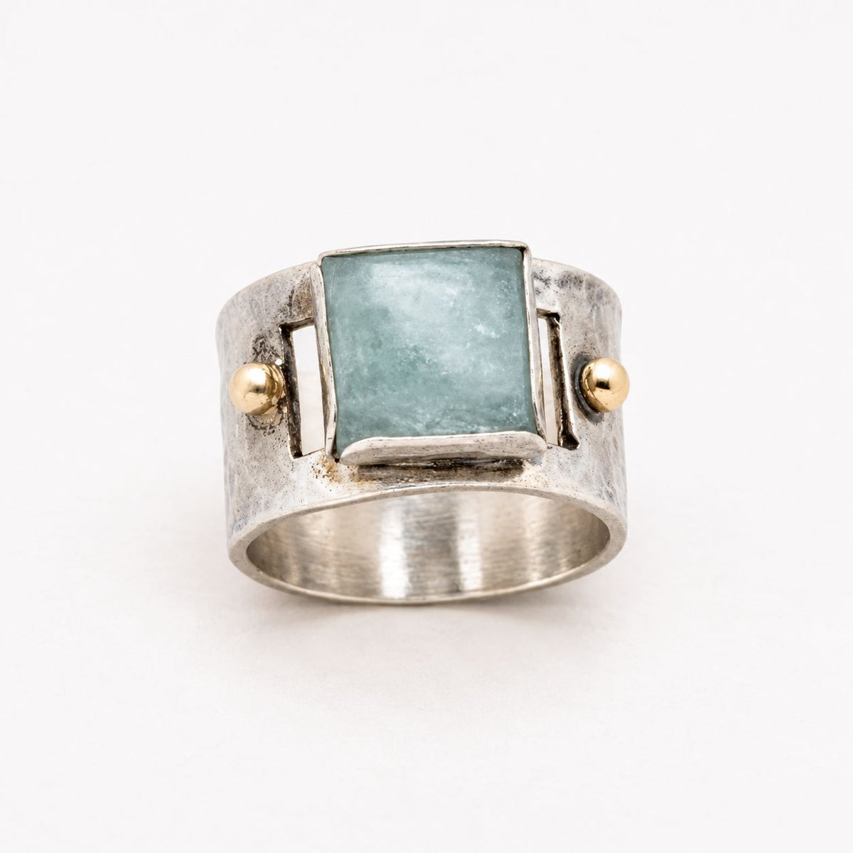 Vintage Green Square Moonstone Ring