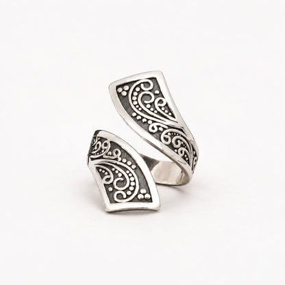 Antique Silver Swirl Adjustable Ring