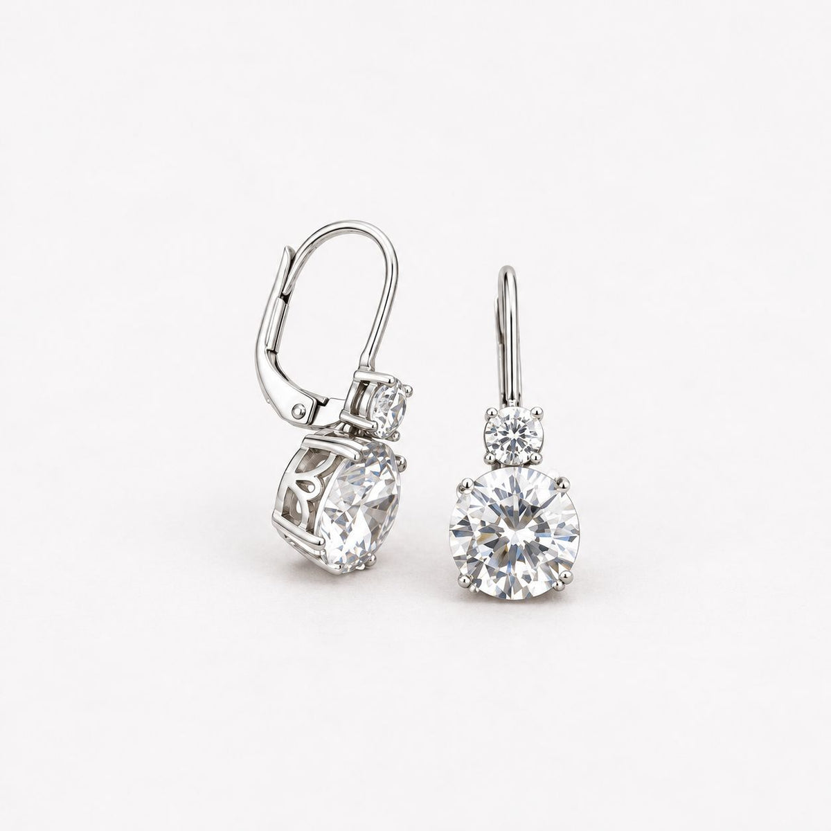 Vintage White Round Moissanite Earrings