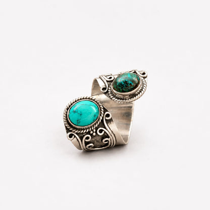 Adjustable Double Turquoise Surround Ring
