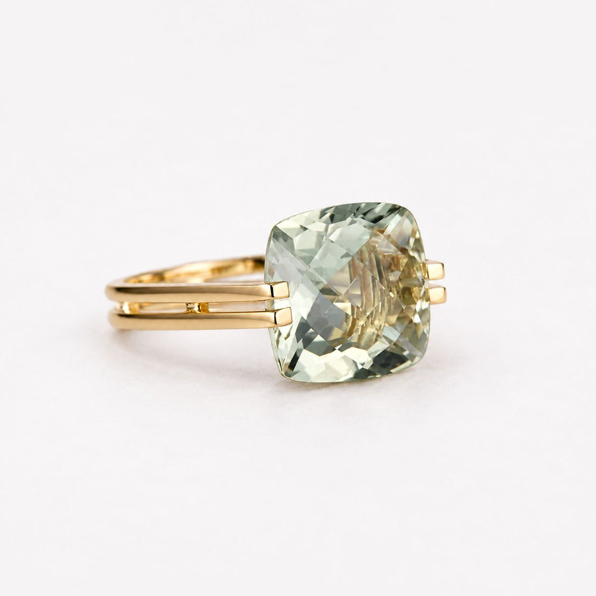 Vintage Green Cubic Glass Gold Ring