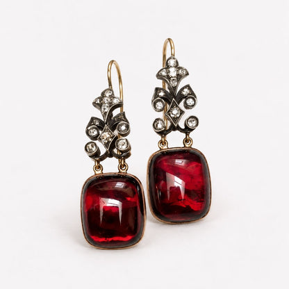 Vintage Red Bright Stone Earrings