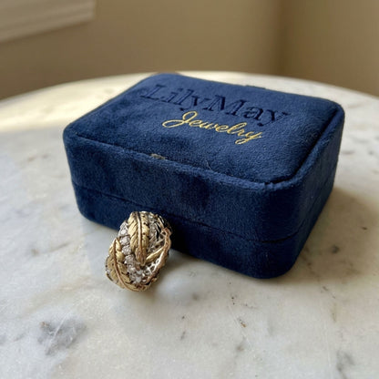 Vintage Gold & Diamond Leaf Ring