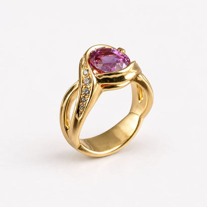 Vintage Garnet Crystal Zirconia Gold Ring