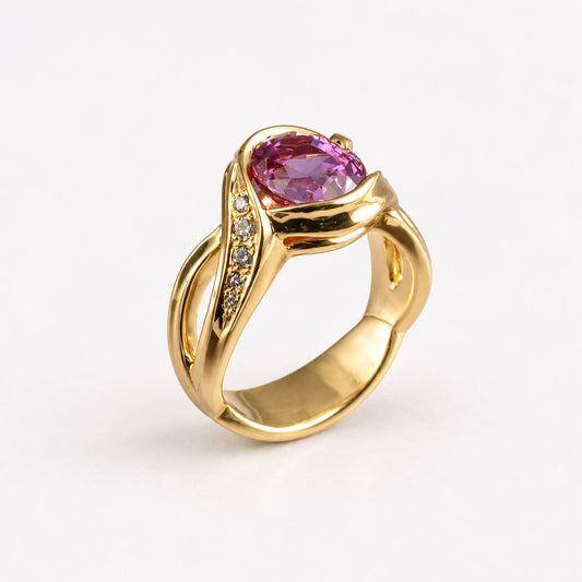 Vintage Garnet Crystal Zirconia Gold Ring