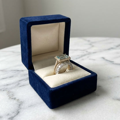 Vintage Silver Turquoise Glass Ring Set