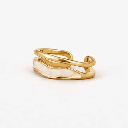 Elegant White Enamel Golden Ring