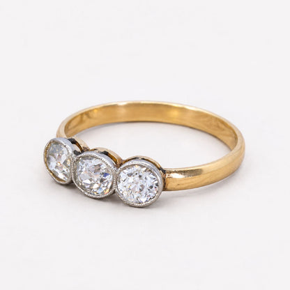 Vintage Three Glass Gold Ring