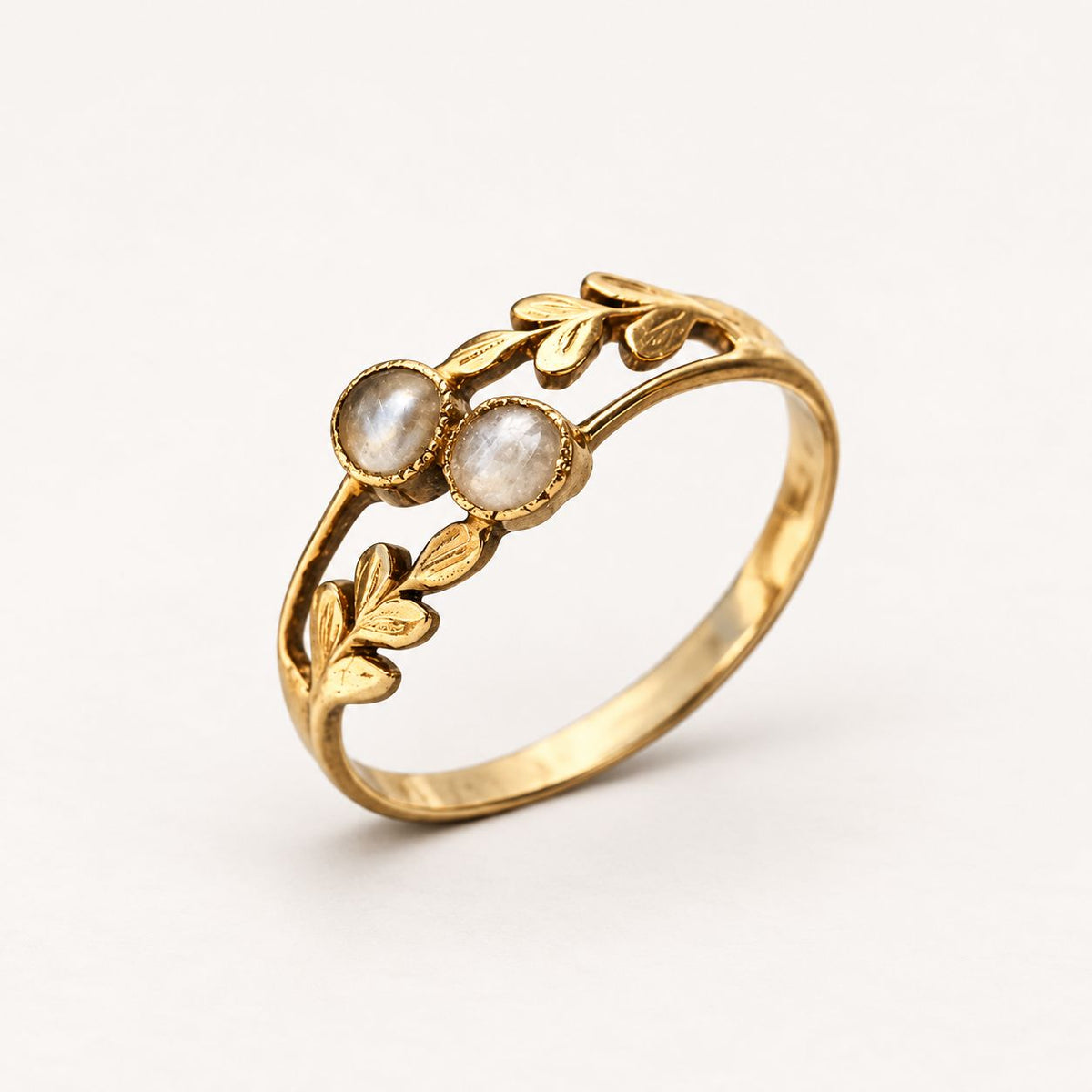 Vintage Golden Doble Moonstone Ring