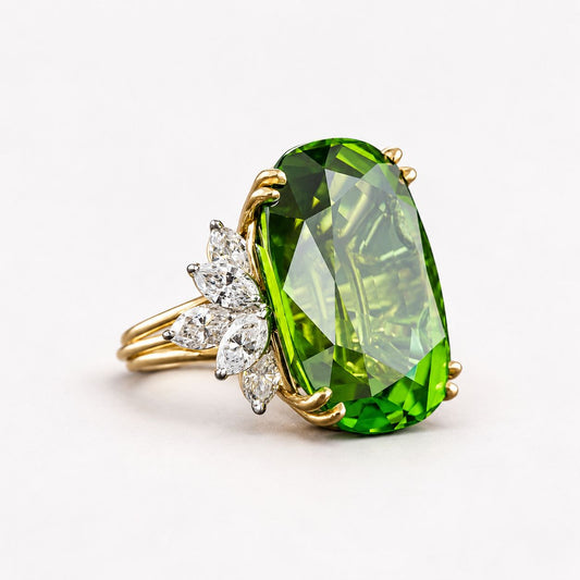 Vintage Green Zirconia Glass Ring