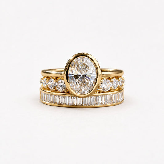 Vintage Bright Round Zirconia Ring Set