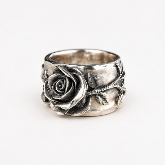 Vintage Silver Flower Band Ring