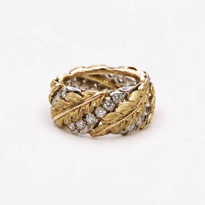 Vintage Gold & Diamond Leaf Ring
