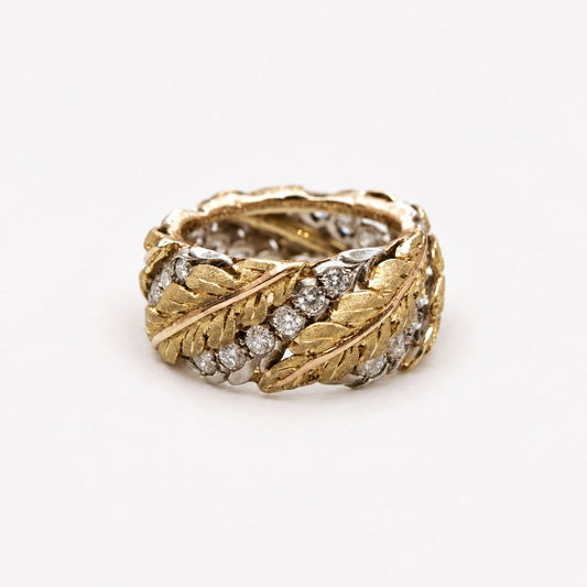 Vintage Gold & Diamond Leaf Ring