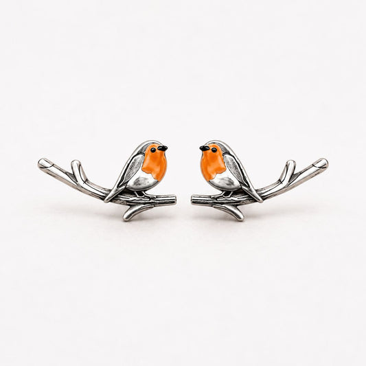 Vintage Birdie Silver Earrings